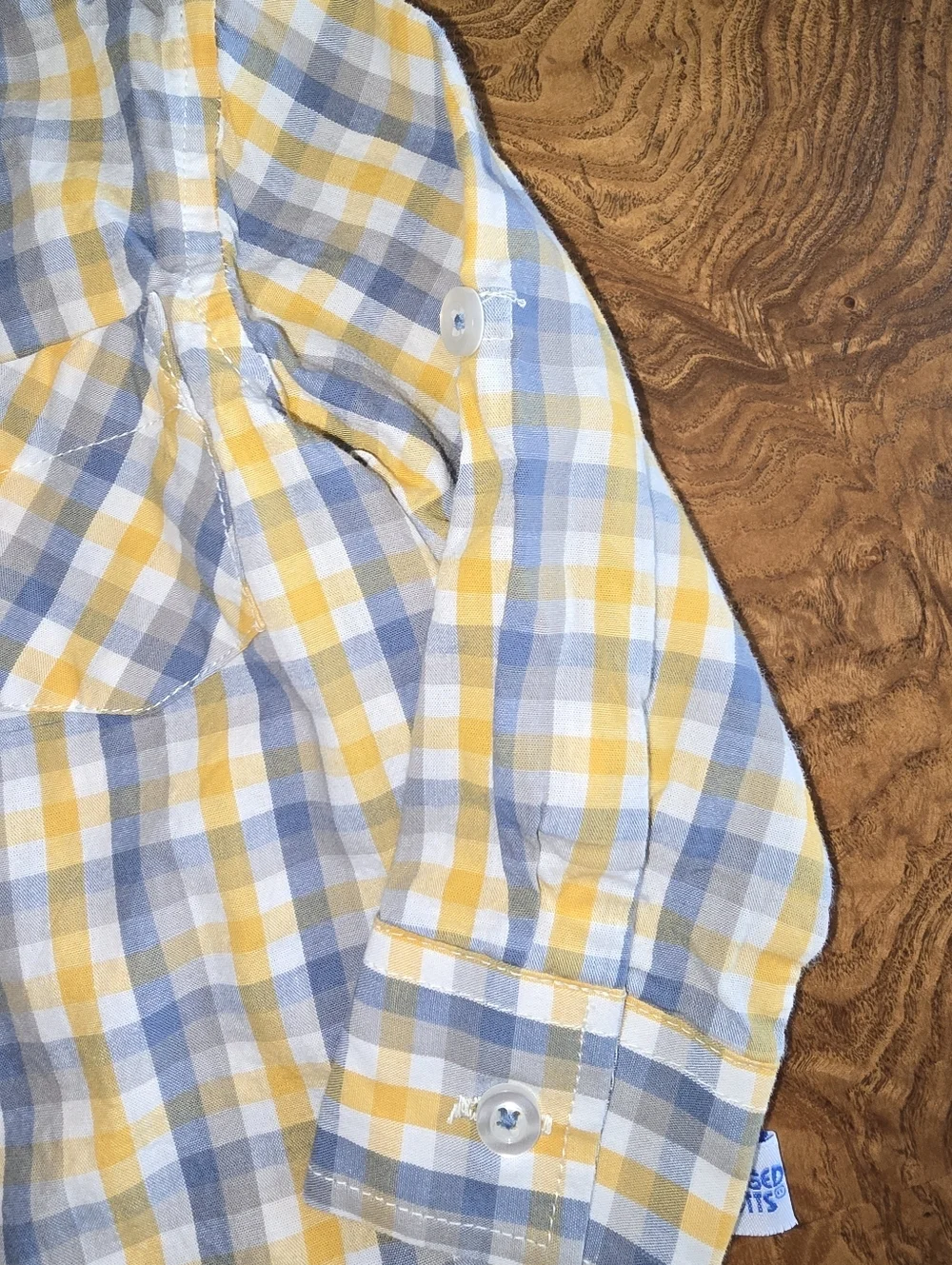 RuggedButts Yellow and Grey Plaid Button-Down Shirt, Size 18-24m